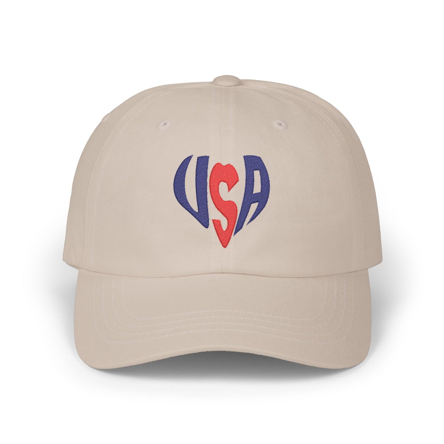 USA Heart Dad Cap — Patriotic Embroidered Baseball Hat