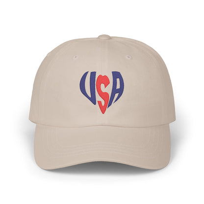 USA Heart Dad Cap — Patriotic Embroidered Baseball Hat