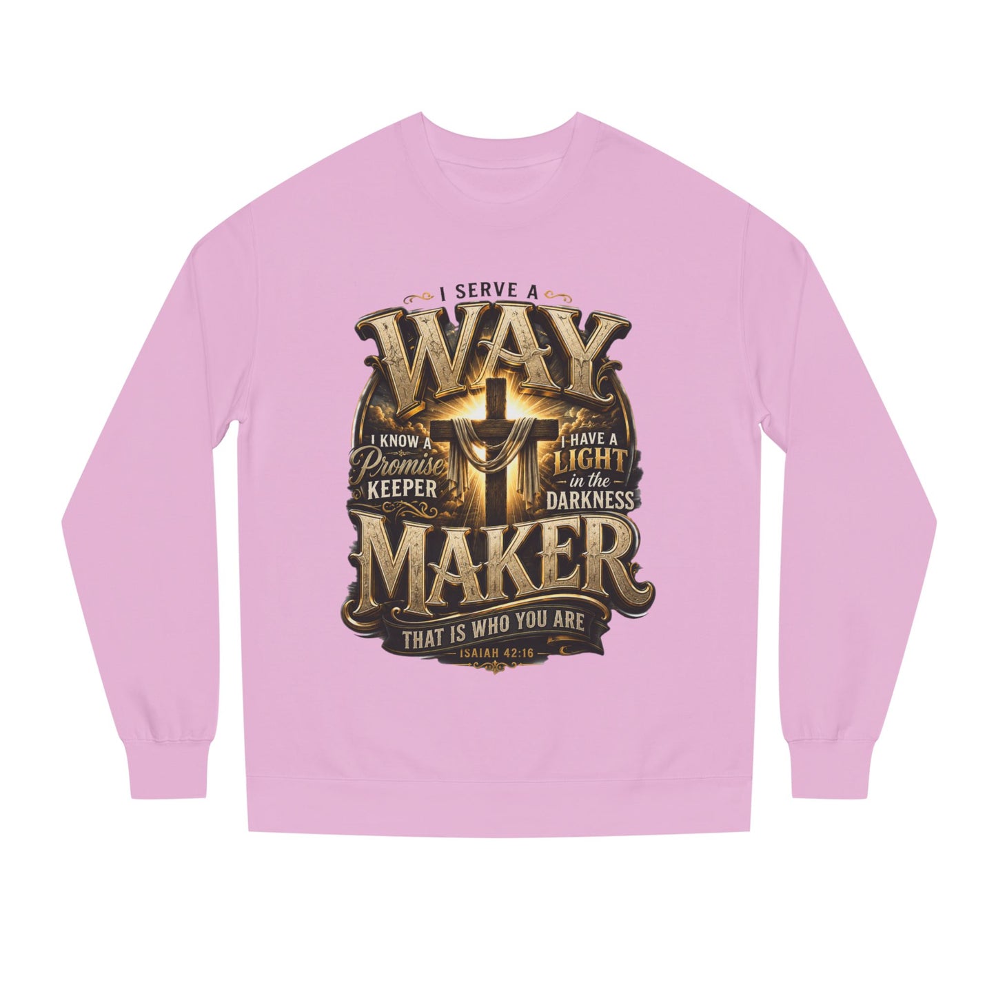 Way Maker Christian Sweatshirt — 'I Serve a Way Maker' Inspirational Crewneck
