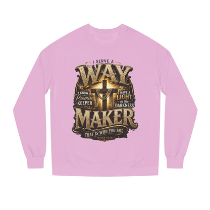Way Maker Christian Sweatshirt — 'I Serve a Way Maker' Inspirational Crewneck