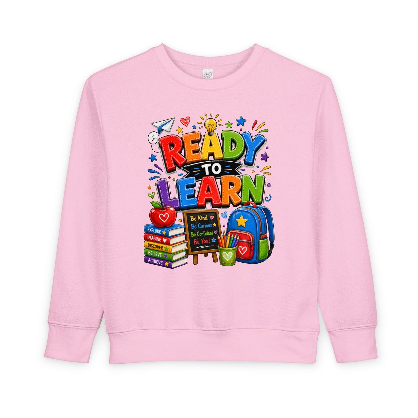 Ready to Learn Toddler Sweatshirt — Back to School Kids Crewneck