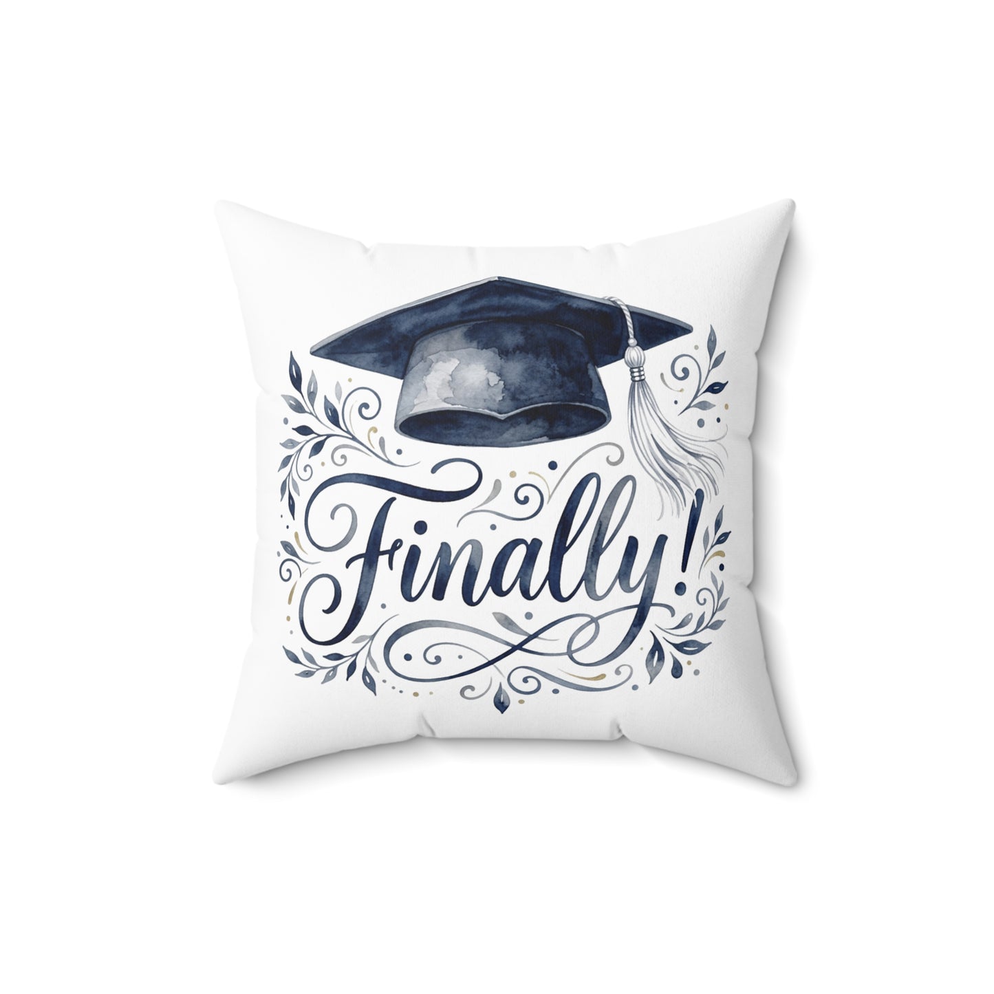 Graduation Pillow with 'Finally!' Cap Design — Graduation Gift Decor