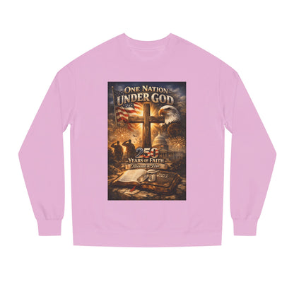Patriotic Christian Sweatshirt — "One Nation Under God" 25 Years of Faith Crewneck