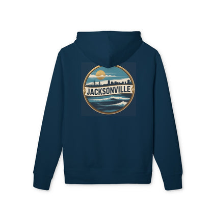 Jacksonville Skyline Hoodie — Vintage Beach Surf Circle Design