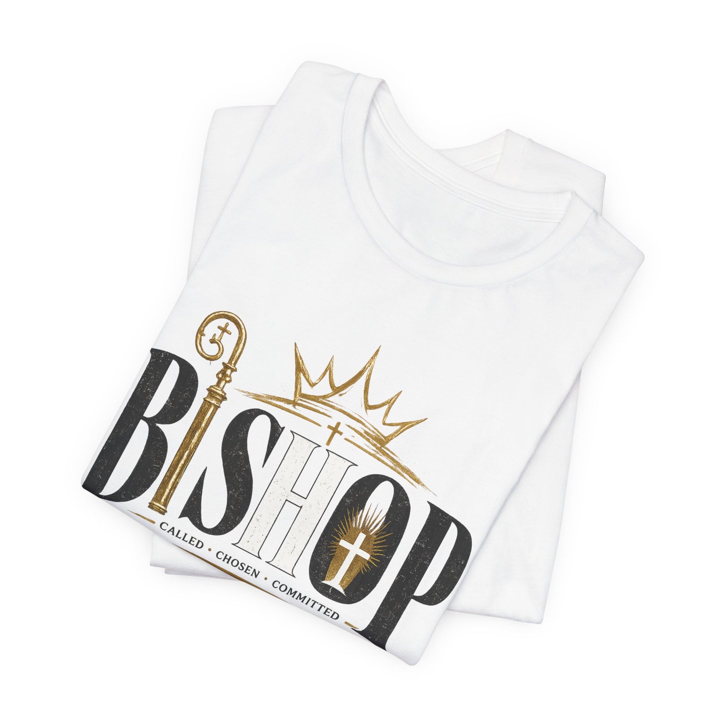 Bishop Graphic Tee — 'BISHOP' Crown & Crosier Church Leadership Shirt
