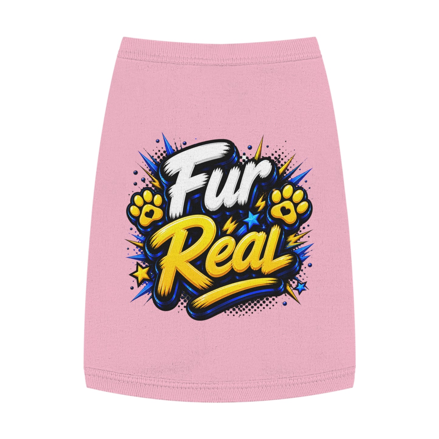 Pet Tank Top - "Fur Real" Graphic Dog & Cat Shirt, Funny Paw Print Pet Tee for Small Dogs & Cats