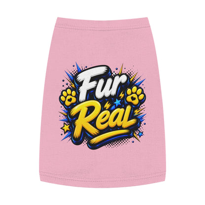 Pet Tank Top - "Fur Real" Graphic Dog & Cat Shirt, Funny Paw Print Pet Tee for Small Dogs & Cats