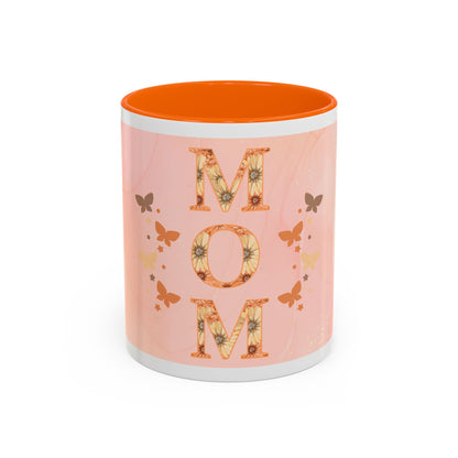Mom Floral Accent Coffee Mug – Pink Butterfly Mother's Day Gift (11/15oz)