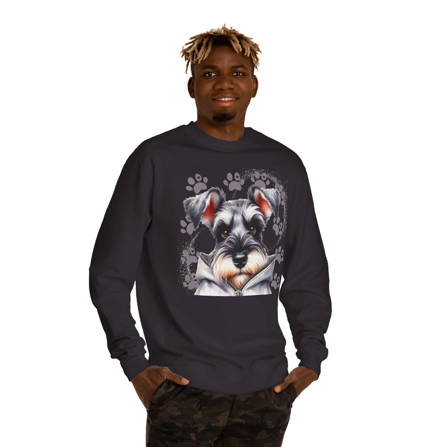 Schnauzer Pawprint Sweatshirt — Cute Dog Graphic Crewneck