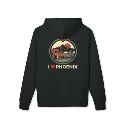 I Heart Phoenix Hoodie — Retro Cityscape Arizona Sweatshirt