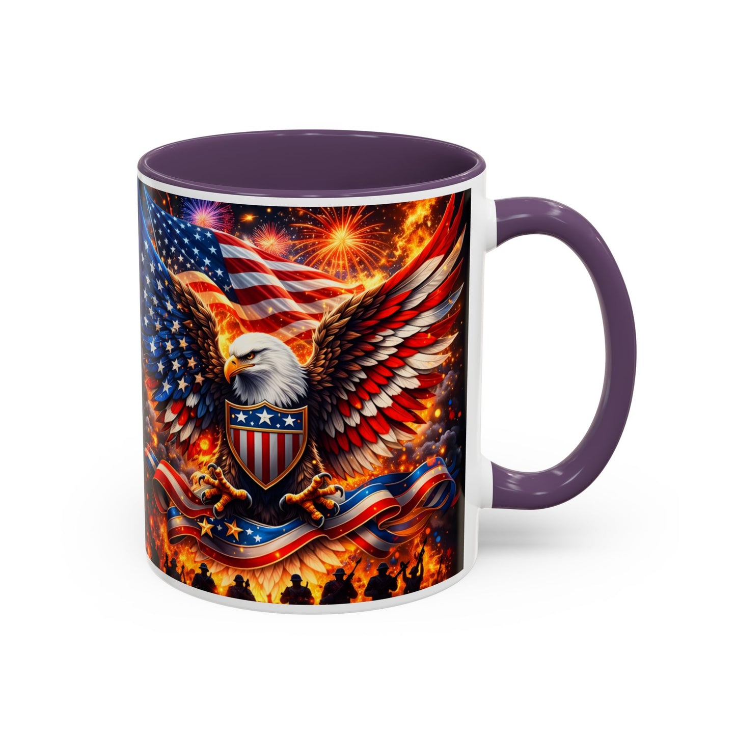 Patriotic Eagle Coffee Mug — American Flag Bald Eagle Accent Mug (11/15oz)