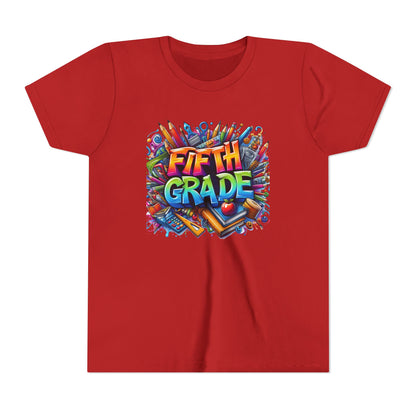 Fifth Grade Kid's Tee - Colorful School Supplies Back to School T-Shirt