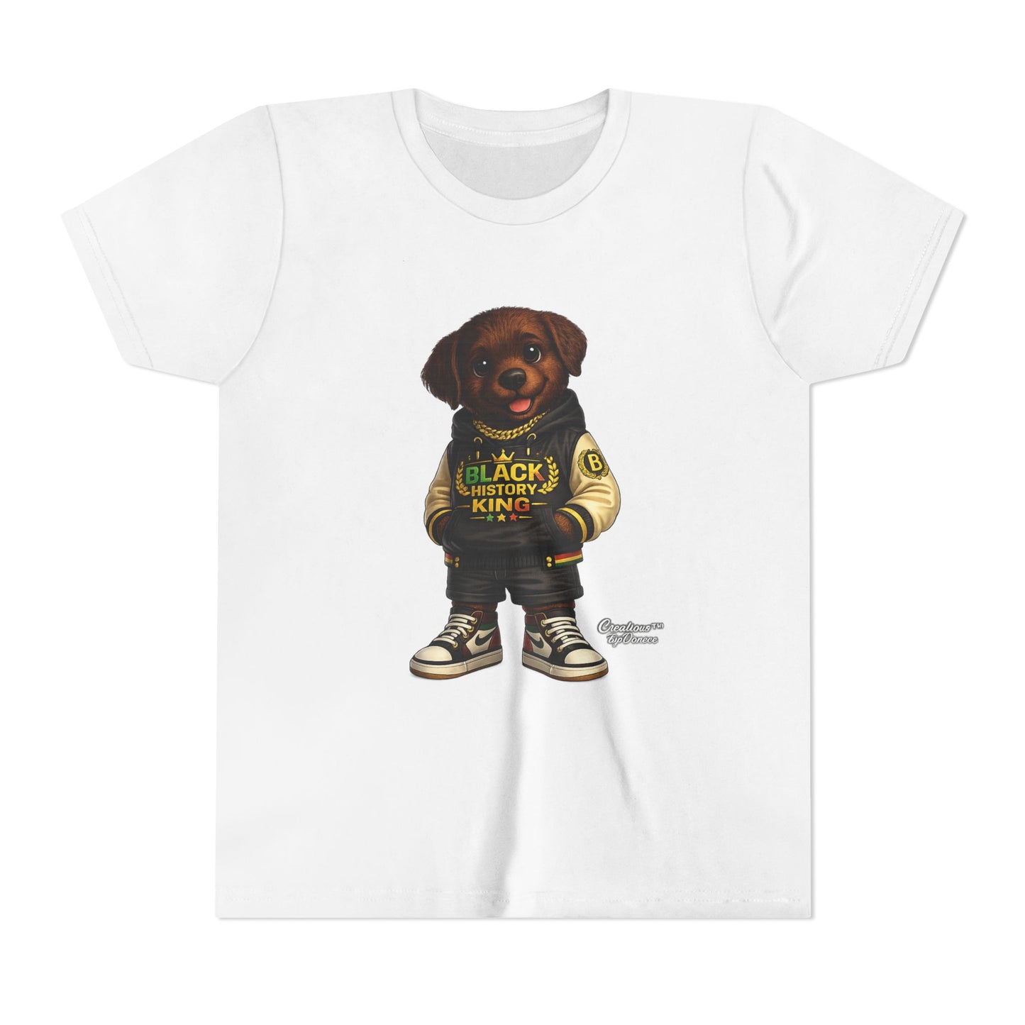 Youth Tee — 'Black History King' Puppy Graphic Shirt