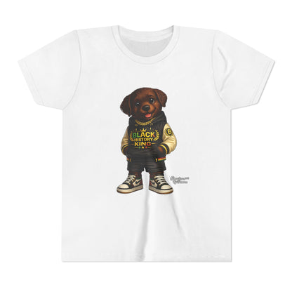 Youth Tee — 'Black History King' Puppy Graphic Shirt