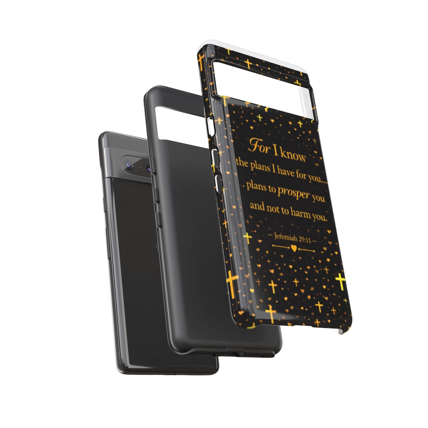 Phone Case — "For I Know" Jeremiah 29:11 Gold Cross Christian Tough Case