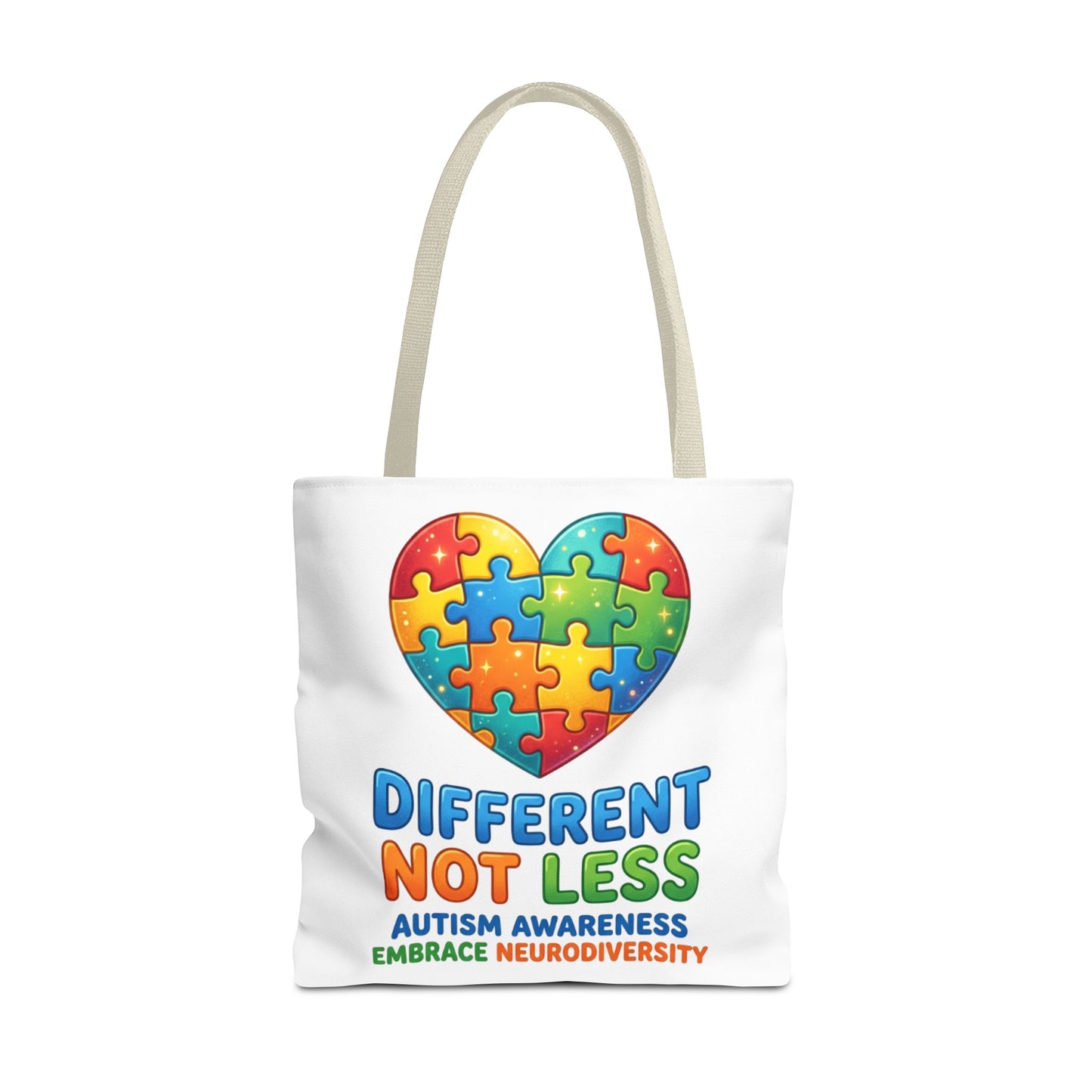 Autism Awareness Tote — "Different Not Less" Puzzle Heart