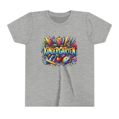 Kindergarten Colorful School Supplies Youth Tee — Back-to-School Kids T-Shirt