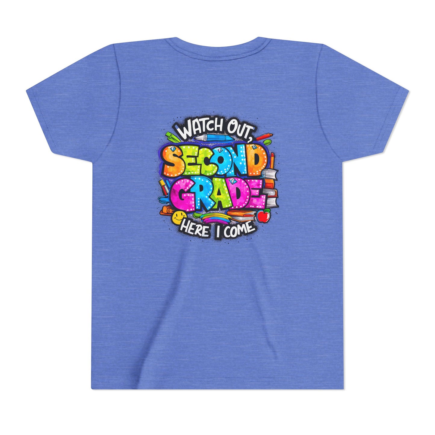 Second Grade Kids Tee - "Watch Out Second Grade Here I Come" Colorful Back-to-School Shirt