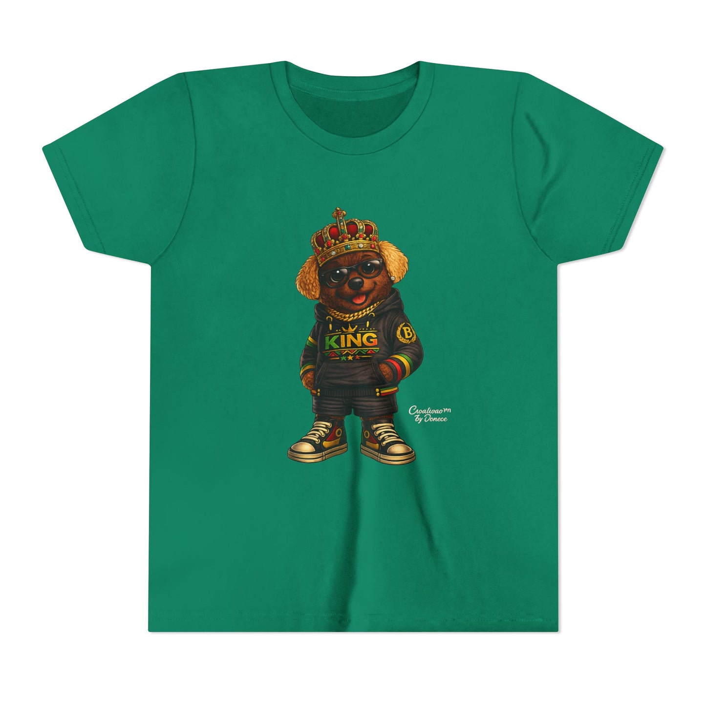 Youth Tee — 'Lil King' Crowned Bear Graphic Shirt