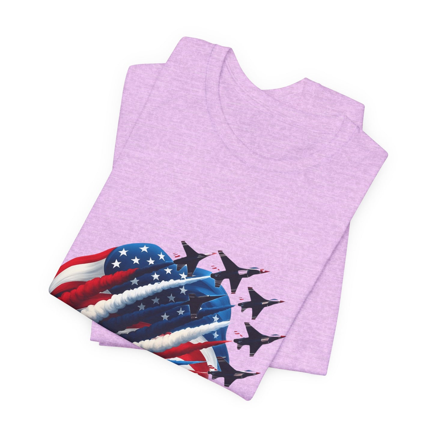 Patriotic Jet Flyover T-Shirt — American Flag Smoke Trail Tee