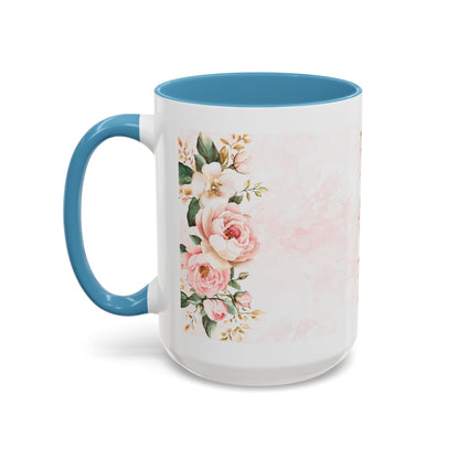 Mom Floral Accent Coffee Mug — Pink Roses Mother's Day Gift (11/15oz)