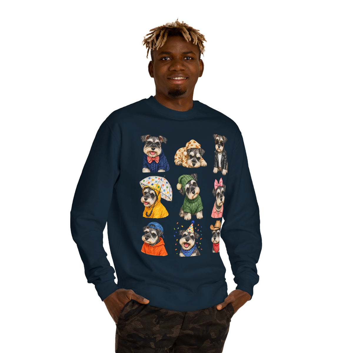 Cute Puppy Grid Sweatshirt — Watercolor Dogs Crewneck