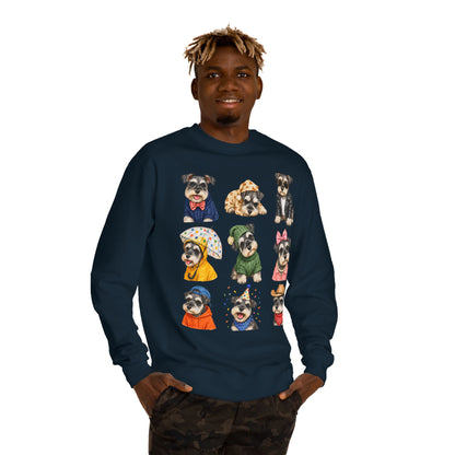 Cute Puppy Grid Sweatshirt — Watercolor Dogs Crewneck