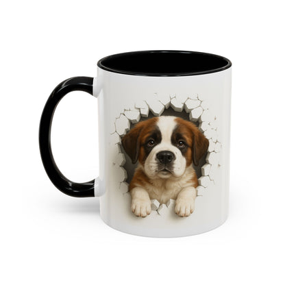 Saint Bernard Coffee Mug - 'Peek-a-Boo' Dog Accent Mug (11/15oz)