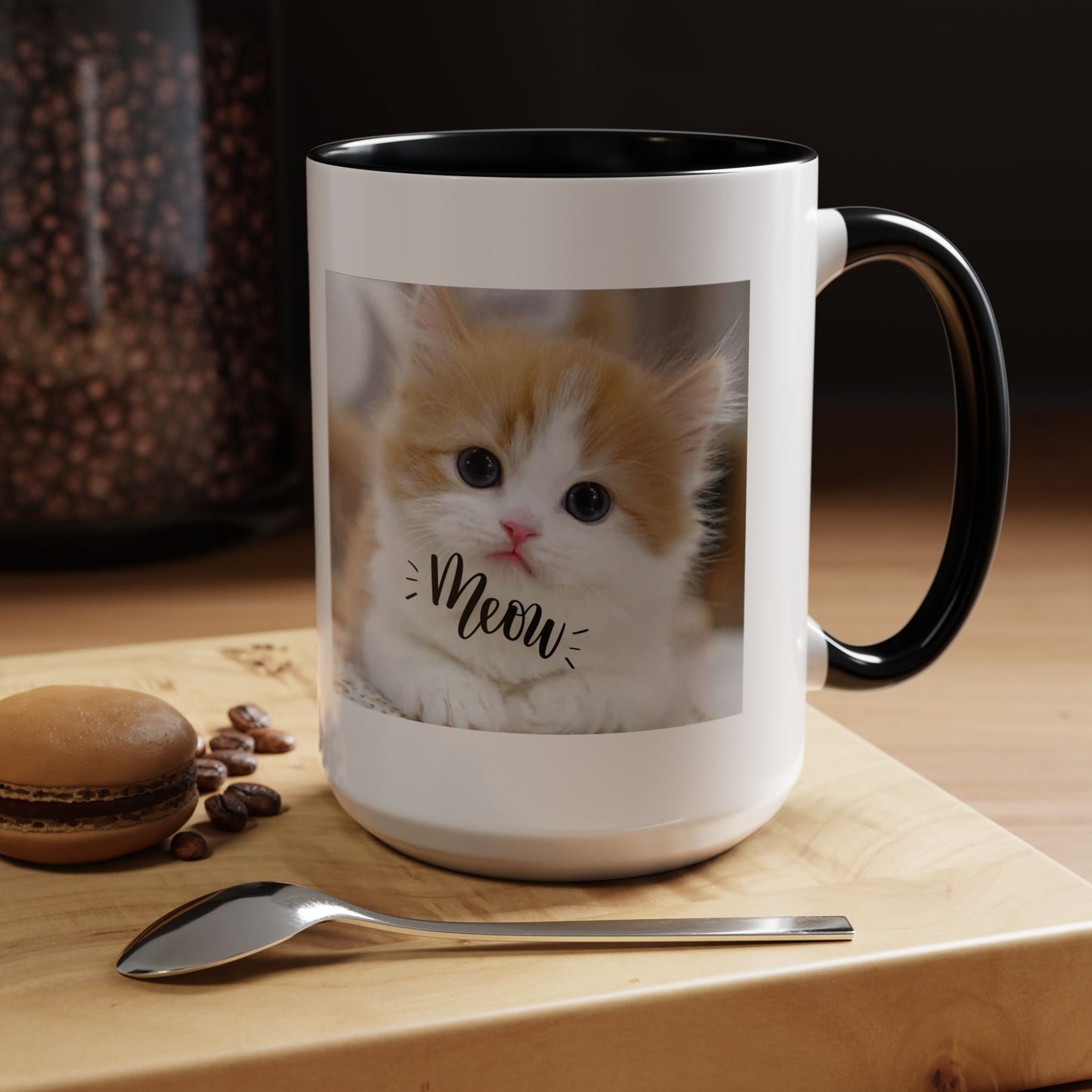 Cat Photo Coffee Mug - Cute Kitten 'Meow' Accent Mug (11/15oz)