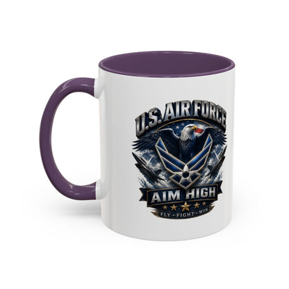 U.S. Air Force Accent Coffee Mug — Aim High Eagle Design (11/15 oz)