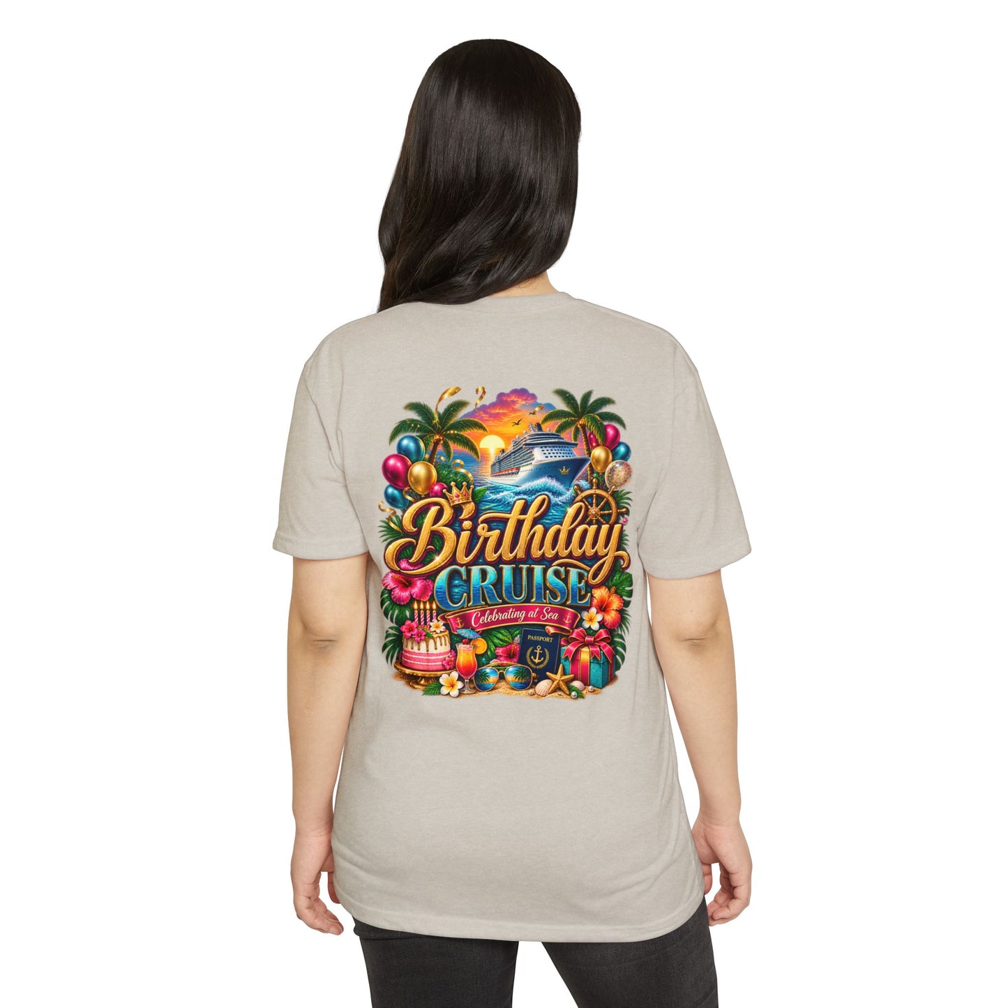 Birthday Cruise T-Shirt — Tropical Celebration Tee with Cruise Ship Design