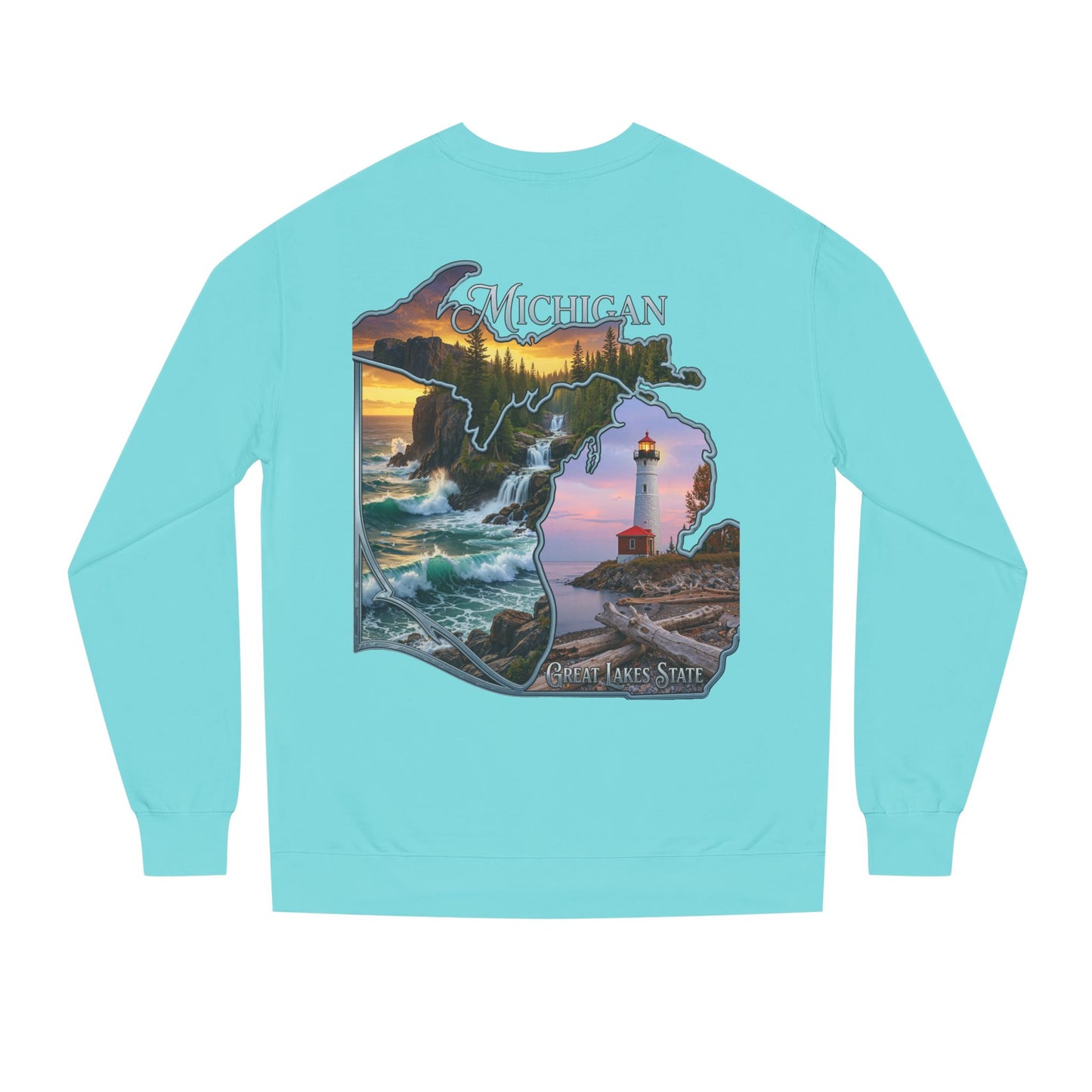 Michigan Lakes State Sweatshirt — Lighthouse & Great Lakes Scenic Pullover