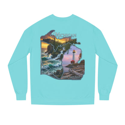 Michigan Lakes State Sweatshirt — Lighthouse & Great Lakes Scenic Pullover