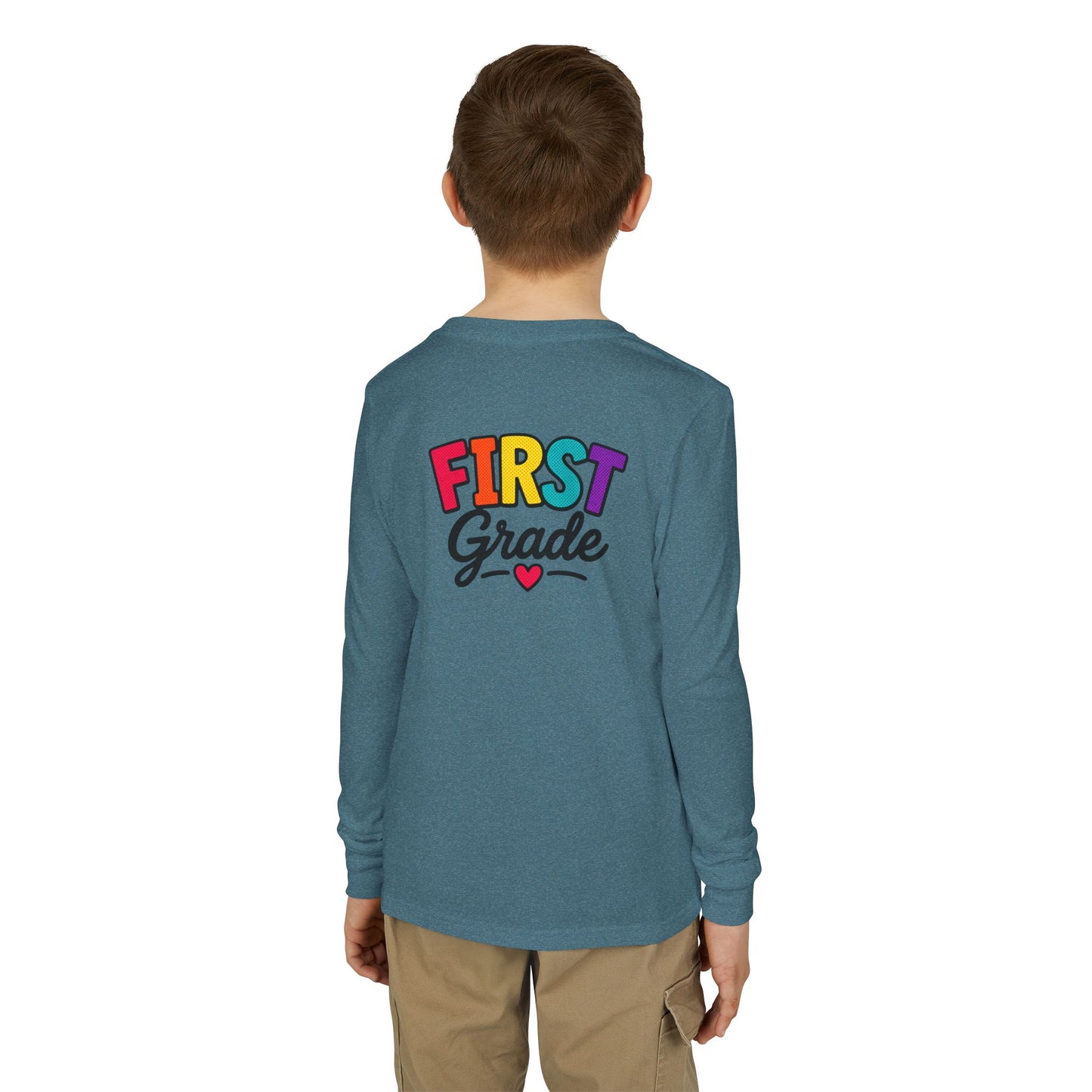 First Grade Kids Long Sleeve Tee — Colorful Back-to-School Shirt