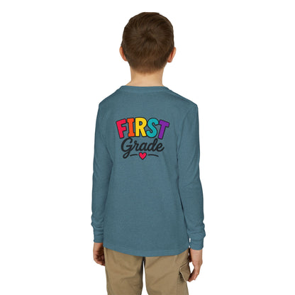 First Grade Kids Long Sleeve Tee — Colorful Back-to-School Shirt
