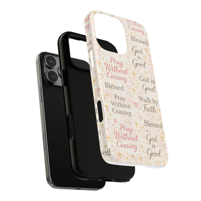 Christian Faith Magnetic Phone Case — "Pray Without Ceasing" Patterned Tough Case