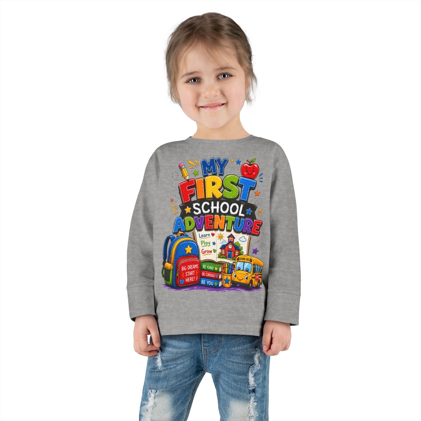 My First School Adventure Toddler Long Sleeve Tee