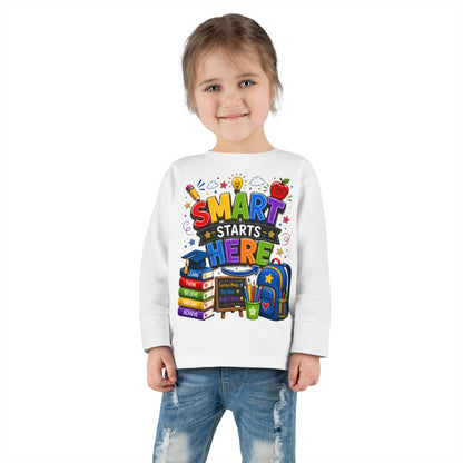 Smart Starts Here Toddler Long Sleeve Tee — Back-to-School Kids Shirt