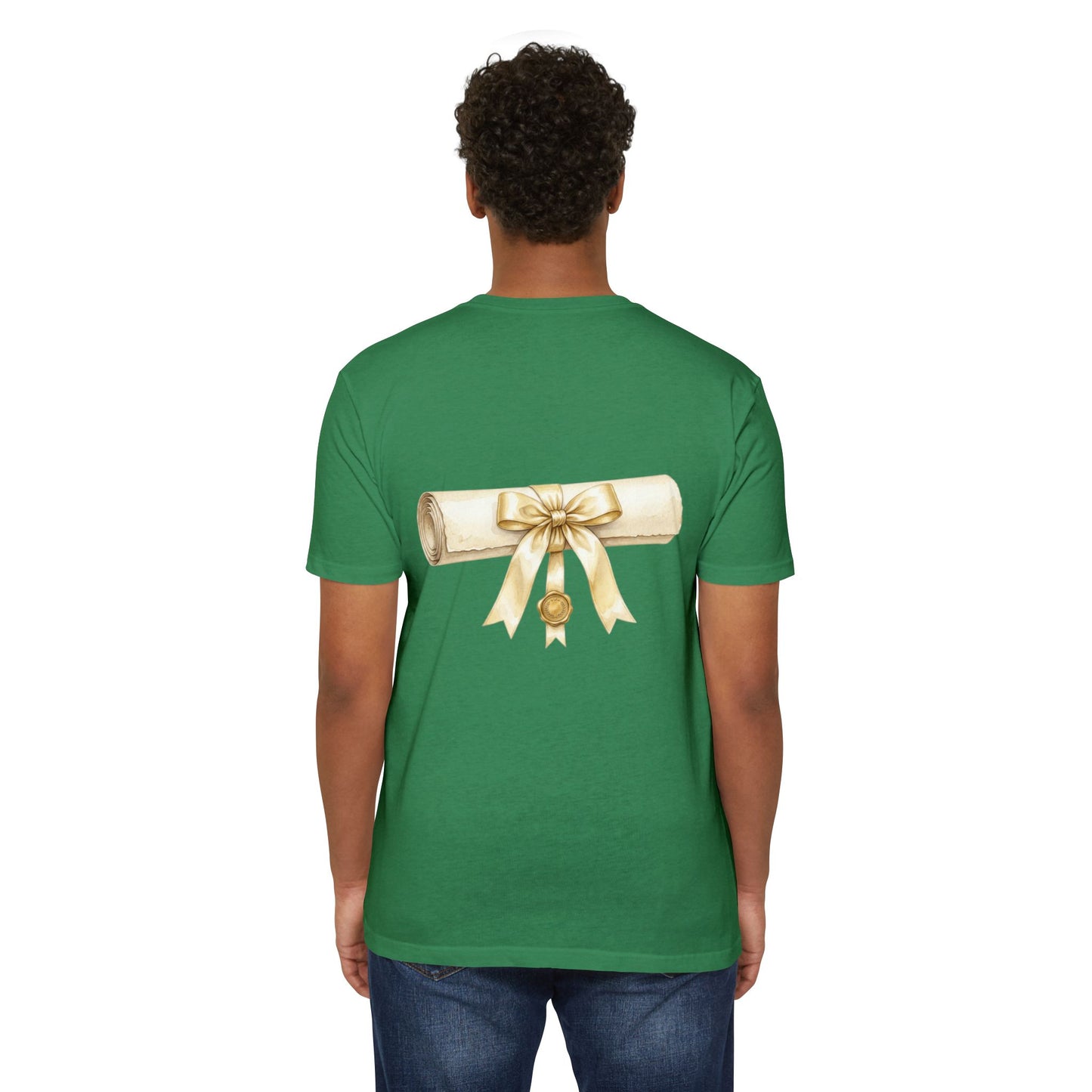 Graduation Scroll T-Shirt — Gold Ribbon Diploma Tee
