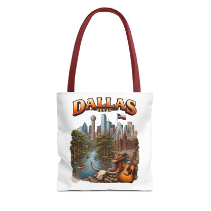 Dallas Texas Scenic Tote Bag – City Skyline & Guitar Souvenir Tote