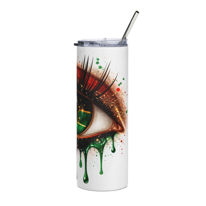 20oz Stainless Tumbler — Afrocentric Eye Drip Design (Red Black Green)