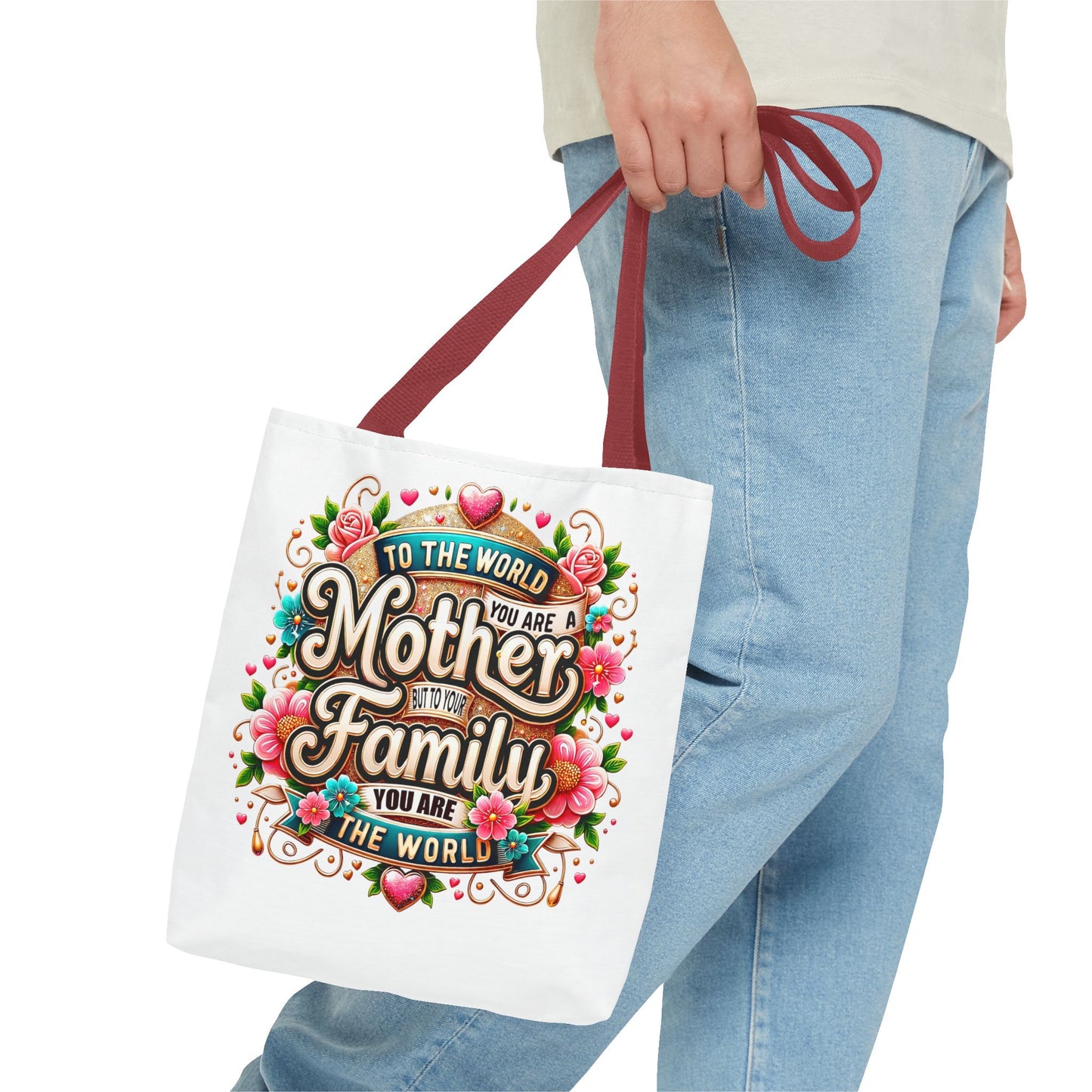 Mother & Family Floral Tote Bag — "To the world you are a Mother" Gift Tote