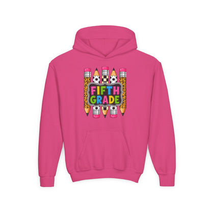 Fifth Grade Kids Hoodie — Colorful Pencil Back‑to‑School Sweatshirt for Students