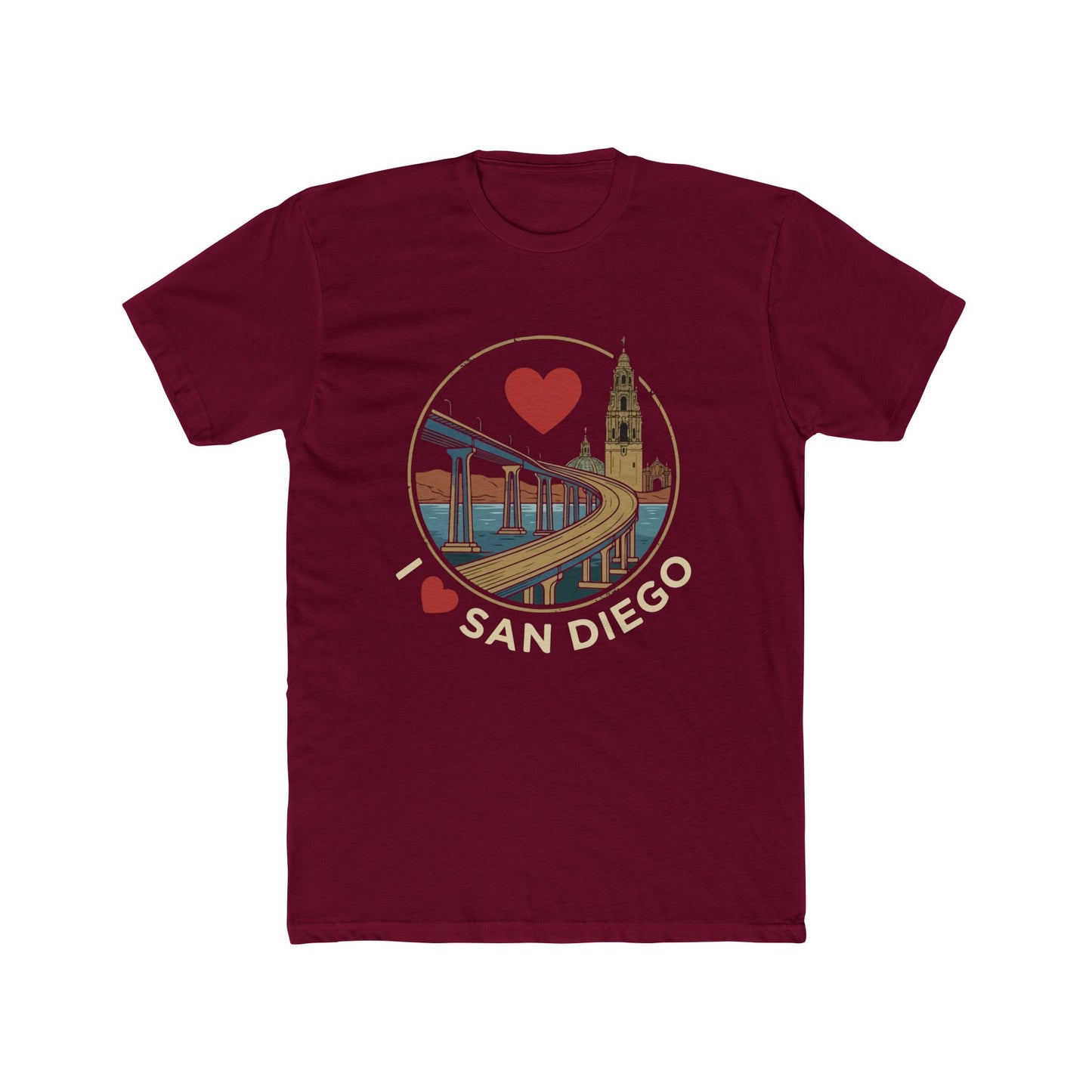 I Heart San Diego Crew Tee — Vintage Bridge & Tower Graphic
