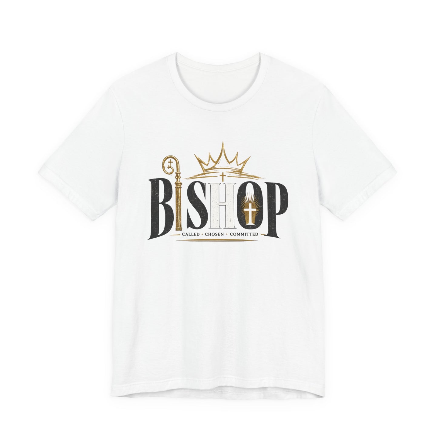 Bishop Graphic Tee — 'BISHOP' Crown & Crosier Church Leadership Shirt