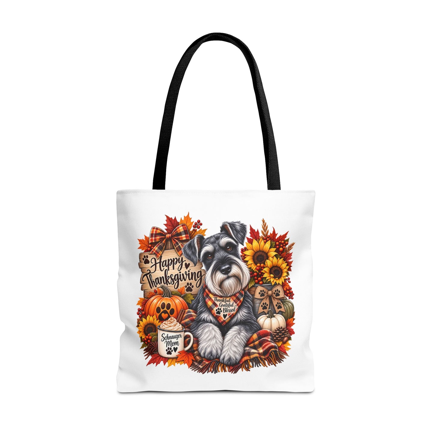Thanksgiving Schnauzer Tote Bag — Happy Thanksgiving Fall Harvest Design
