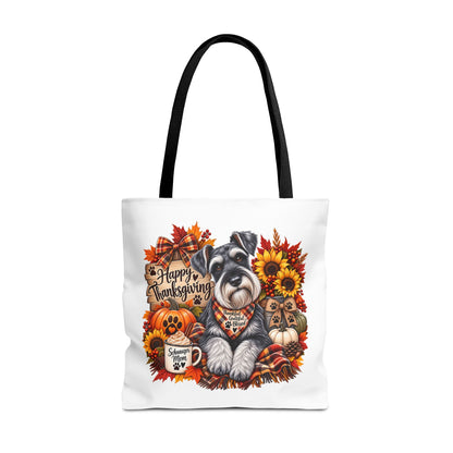 Thanksgiving Schnauzer Tote Bag — Happy Thanksgiving Fall Harvest Design