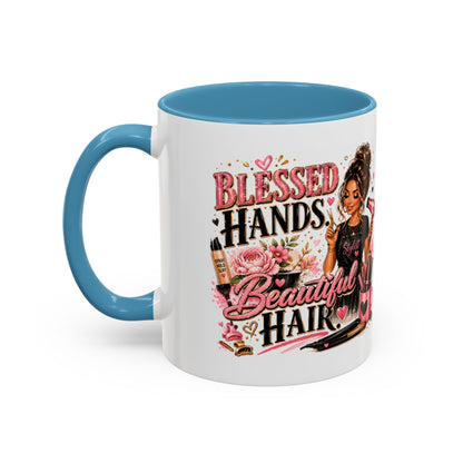 Blessed Hands Beautiful Hair Coffee Mug — Stylist Barber Hairdresser Gift