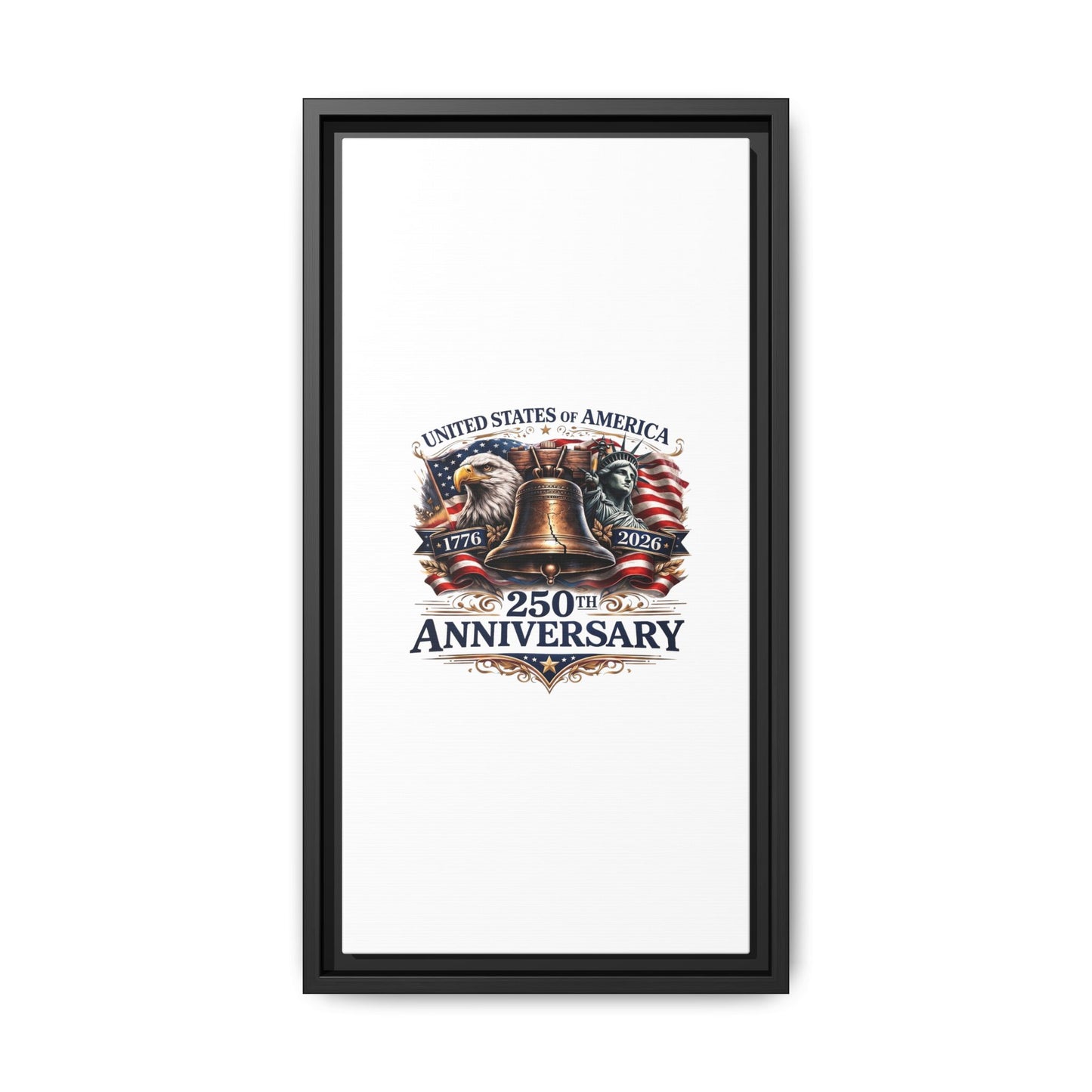 250th Anniversary Framed Canvas - United States of America Patriotic Liberty Bell Print