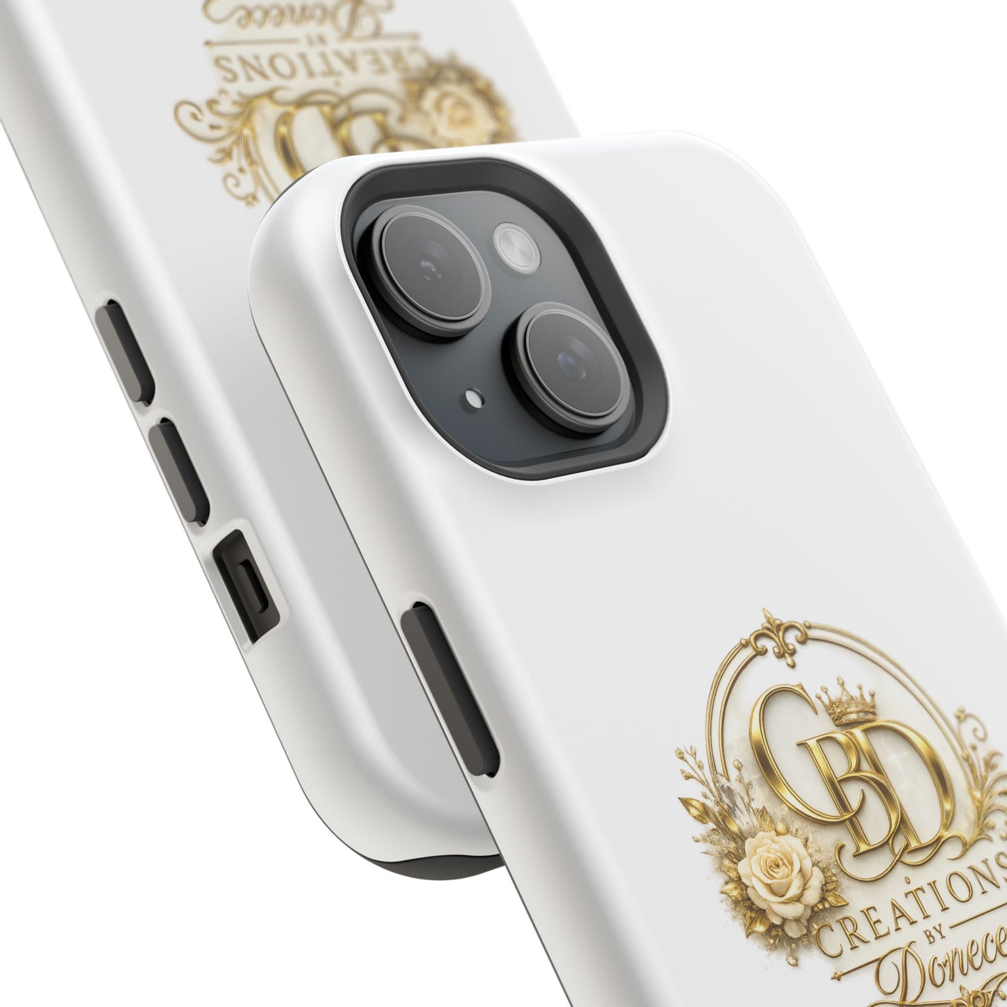 Magnetic Impact-Resistant Phone Case — Gold Floral Crest Logo